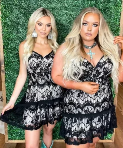 D & J Industies Co., LTD. PREORDER Flirty Little Thing Dress - Black Lace Pre-Orders