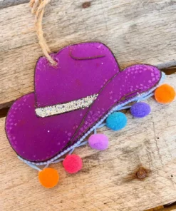 Southern Custom Designs New Arrivals Purple Cowgirl Hat With Pom Poms Freshie