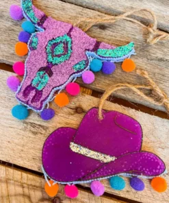 Southern Custom Designs New Arrivals Purple Glitter Steer Pom Poms Freshie