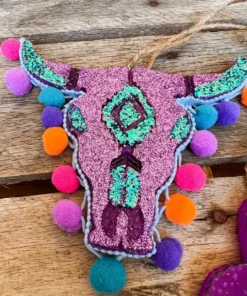 Southern Custom Designs New Arrivals Purple Glitter Steer Pom Poms Freshie