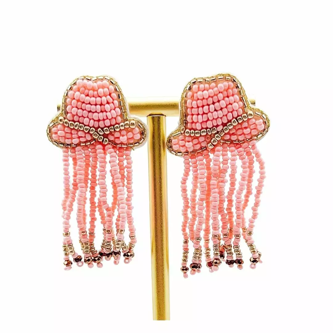 Treasure Jewels, Inc. Pink Fringe Beaded Earrings