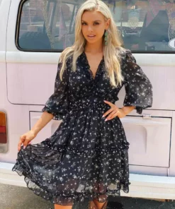 Southern Fried Chics Sale! Popping Lavender Dress - Black