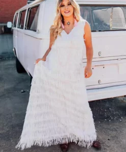 D & J Industries Promise Forever Dress Long - White