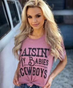 Miss Mud Pie Raisin My Babies To Be Cowboys - Mauve
