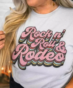 Bling-A-Gogo Rock N Roll And Rodeo Tee - Silver