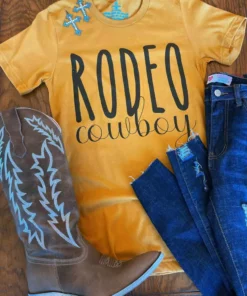 4B Custom Designs LLC Clothing Rodeo Cowboy Tee - Mustard