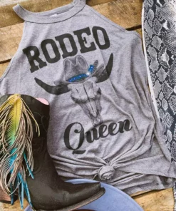 Bling-A-Gogo Clothing Rodeo Queen Halter Tank - Grey