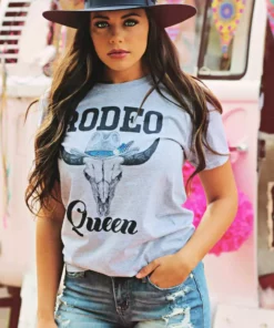 Bling-A-Gogo Rodeo Queen Tee - Grey Clothing