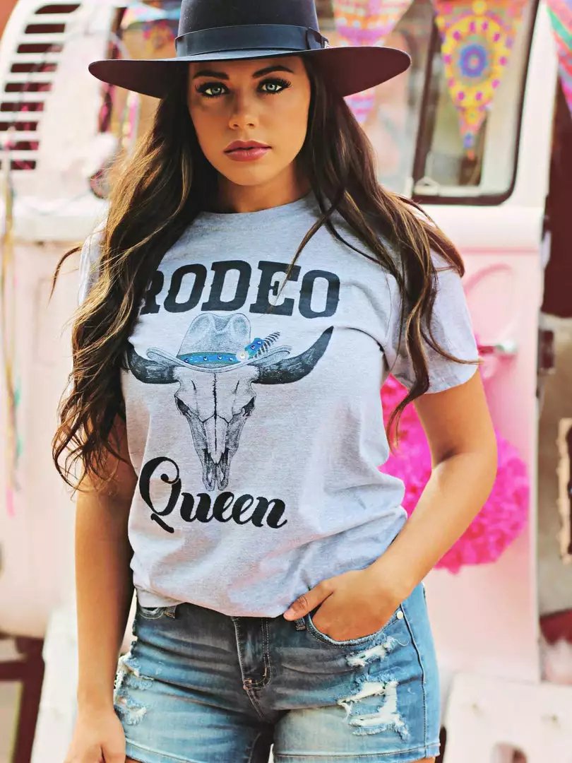 Bling-A-Gogo Rodeo Queen Tee - Grey Clothing
