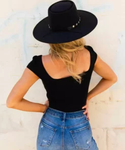 D & J Industies Co., LTD. New Arrivals Your New Favorite Staple — Square Neck Black Bodysuit For Women