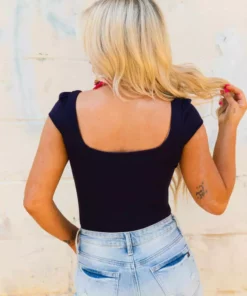 D & J Industies Co., LTD. New Arrivals Your New Favorite Staple Square Neck Bodysuit - Navy