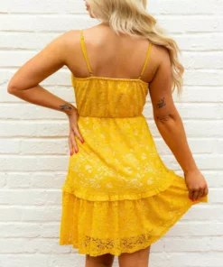 Southern Fried Chics Flirty Little Thing Lace Dress - Mustard New Arrivals