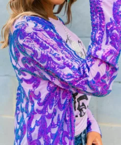 Dongguan Haohoo Clothing CO., Ltd PREORDER The Royal Sequin Duster In Purple