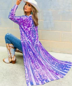Dongguan Haohoo Clothing CO., Ltd PREORDER The Royal Sequin Duster In Purple