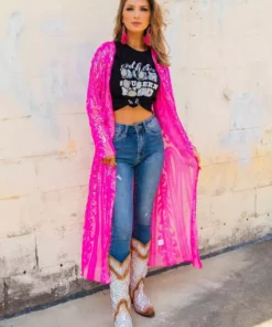 Dongguan Haohoo Clothing CO., Ltd PREORDER The Royal Sequin Duster - Hot Pink