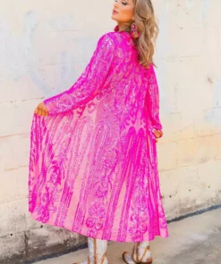 Dongguan Haohoo Clothing CO., Ltd PREORDER The Royal Sequin Duster - Hot Pink