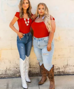 D & J Industies Co., LTD. Your New Favorite Staple Square Neck Bodysuit - Rust