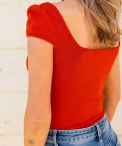 D & J Industies Co., LTD. Your New Favorite Staple Square Neck Bodysuit - Rust