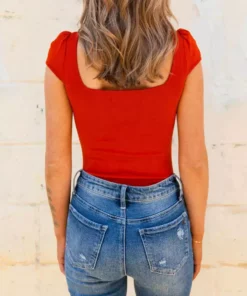 D & J Industies Co., LTD. Your New Favorite Staple Square Neck Bodysuit - Rust