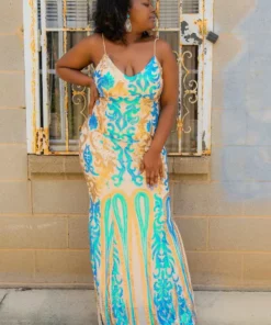 D & J Industries Co., LTD. PREORDER Midnight Marina Turquoise & Gold Dress Pre-Orders