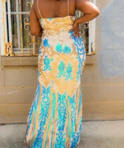 D & J Industries Co., LTD. PREORDER Midnight Marina Turquoise & Gold Dress Pre-Orders