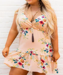 D & J Industies Co., LTD. Flirty Little Thing Dress - Tan Floral New Arrivals