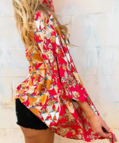 D & J Industies Co., LTD. New Arrivals Actin Up Kimono - Pink Floral