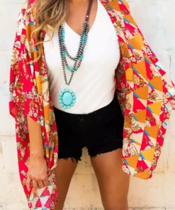 D & J Industies Co., LTD. New Arrivals Actin Up Kimono - Pink Floral