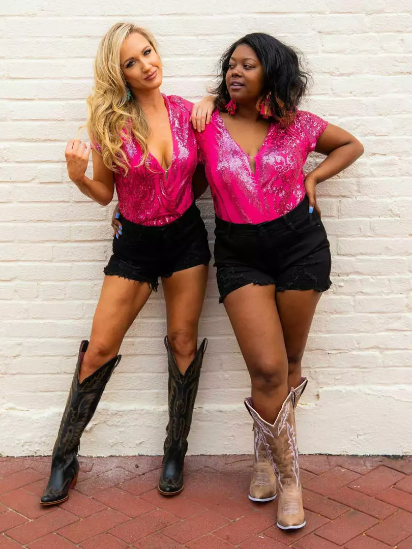 D & J Industies Co., LTD. Pre-Orders PREORDER Hell On Heels Cap Sleeve Bodysuit - Hot Pink Sequin