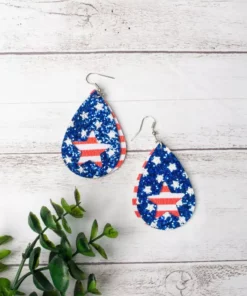 Southern Grace Stars Stripes & Lots Of Sparkles Tear Drop Earrings