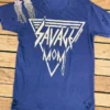 Country Deep Tees Savage Mom Distressed Navy Tee