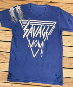 Country Deep Tees Savage Mom Distressed Navy Tee