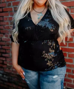 D & J Industries Sequin Secret Top - Black Clothing