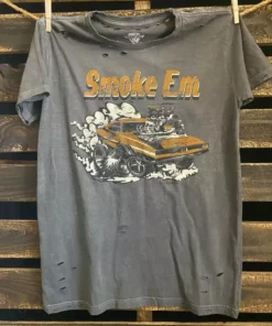 Country Deep Smoke Em Muscle Car Distressed Tee