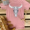Benita Ceceille Snake Steer Head Tee - Vintage Rose