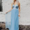 D & J Industries Co., LTD. Sparkle In Sequins Tulle Dress - Sky Blue Sale!