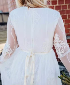 D & J Industries Speechless Dress -Long Sleeve White Dress Bridal