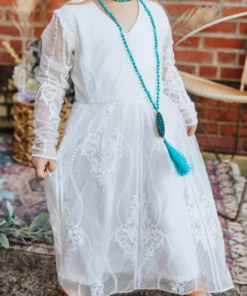 D & J Industries Speechless Dress -Long Sleeve White Dress Bridal