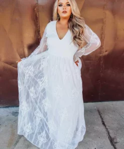 D & J Industries Speechless Dress -Long Sleeve White Dress Bridal