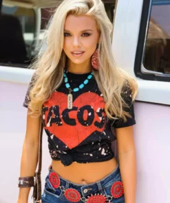 Bling-A-Gogo Tees Taco Bleached Tee - Black