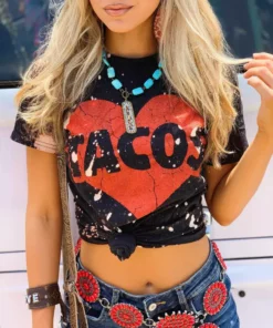 Bling-A-Gogo Tees Taco Bleached Tee - Black