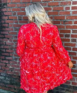 D & J Industries Sale! Take Me There Dress - Red Floral