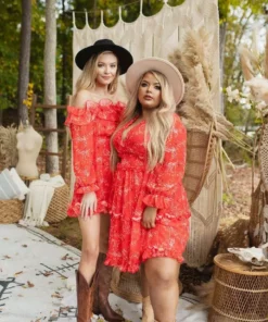 D & J Industries Sale! Take Me There Dress - Red Floral