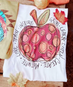 Miss Mud Pie Teacher Apple Tee - Cream Tees