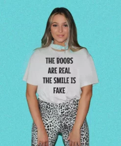 Bling-A-Gogo The Boobs Are Real The Smile Is Fake - Silver