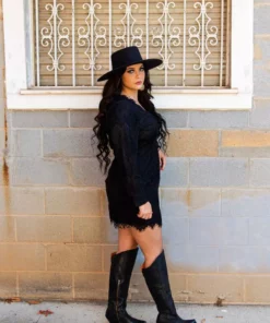 D & J Industries Clothing Daydreamer — Boho Lacy Long Sleeve Little Black Dress