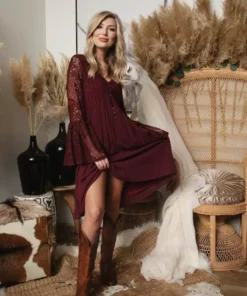 D & J Industries The Delilah Bohemian Dress - Purple