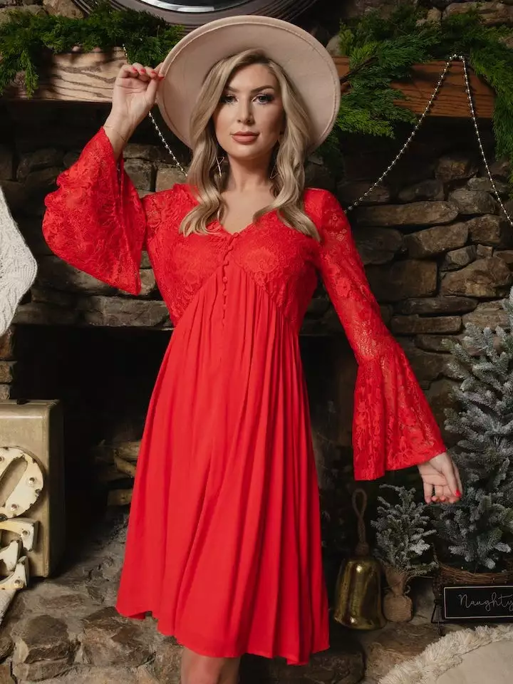 D & J Industries Sale! The Delilah Bohemian Dress - RED