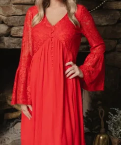 D & J Industries Sale! The Delilah Bohemian Dress - RED