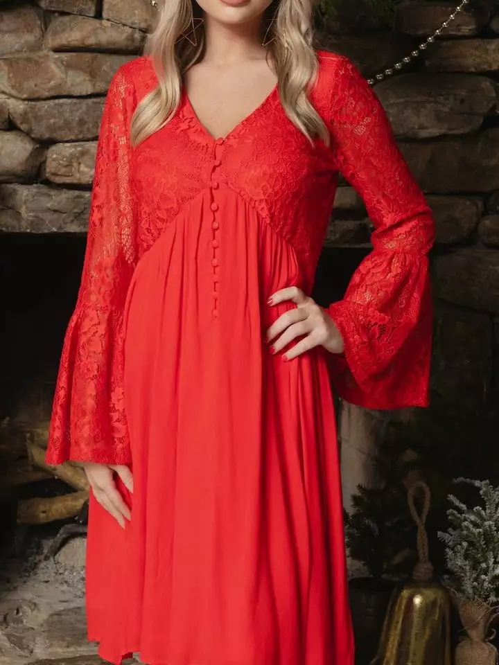 D & J Industries Sale! The Delilah Bohemian Dress - RED